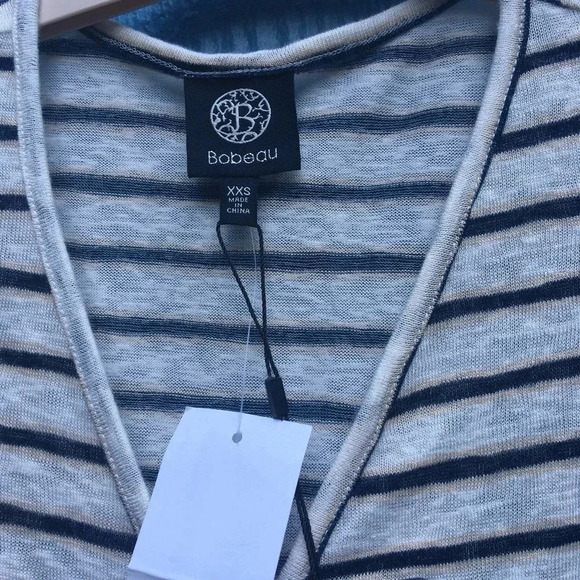 Bobeau Women's Slub Knit White Black Stripes Tank Top Size XXS NWT - Picture 3 of 5